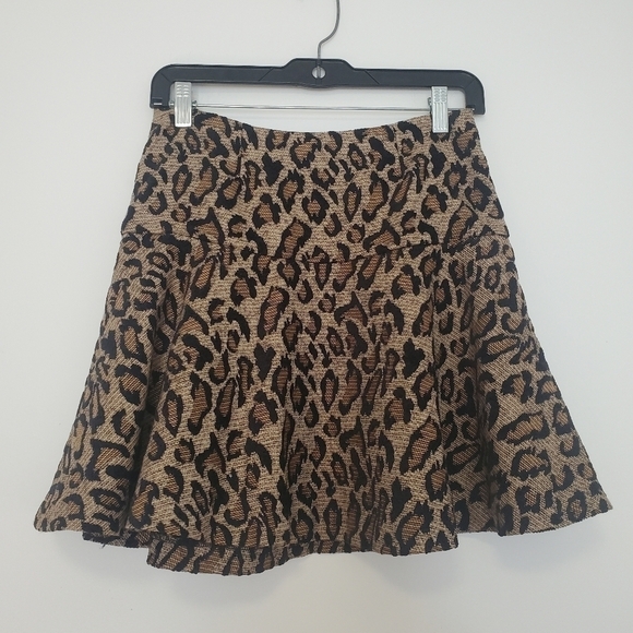Free people chenille animal print cheetah skater circle mini skirt - Picture 6 of 9